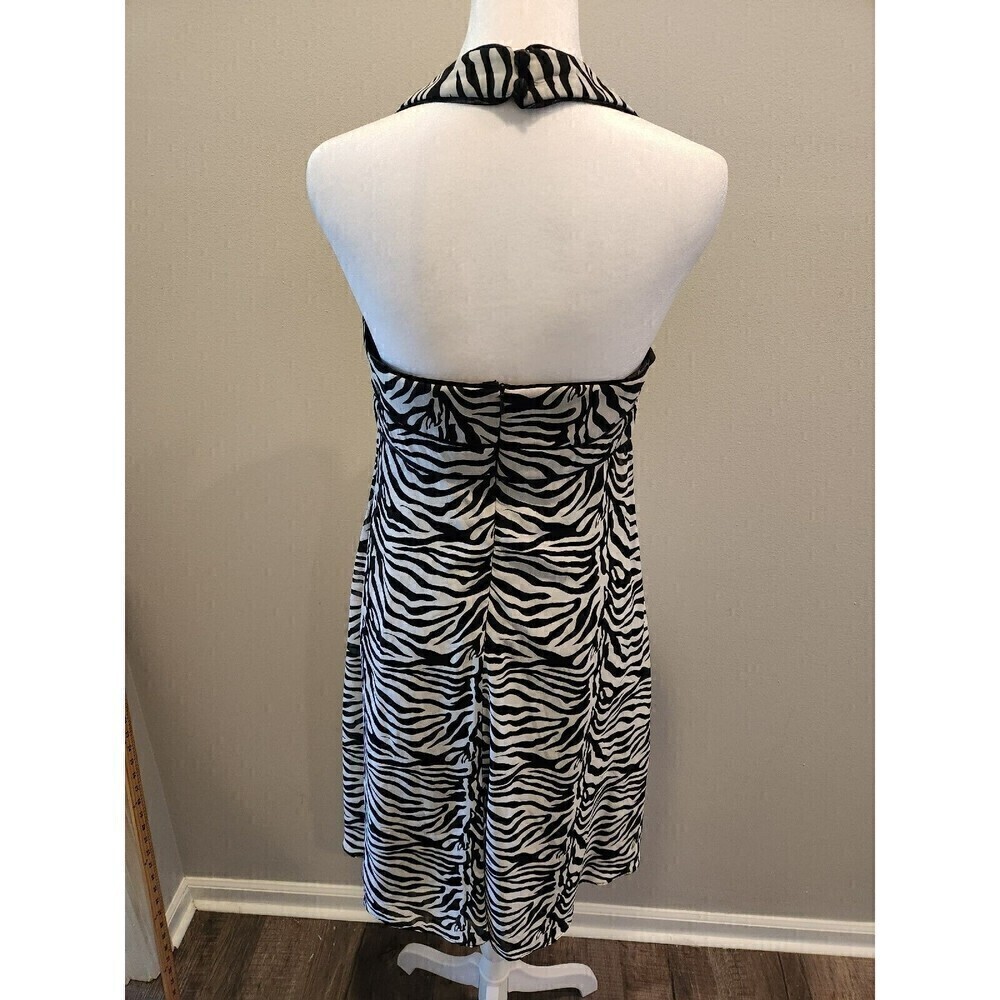 Joseph Ribkoff Zebra Print,  Halter,  Knee Length Dress Sz 8 Back zip - Picture 3 of 10